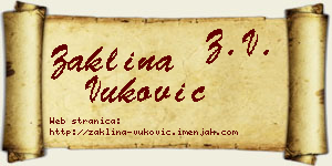 Žaklina Vuković vizit kartica